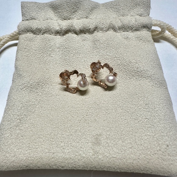 Mikimoto Rose Gold and Pearl Earrings - Picture 2 of 3